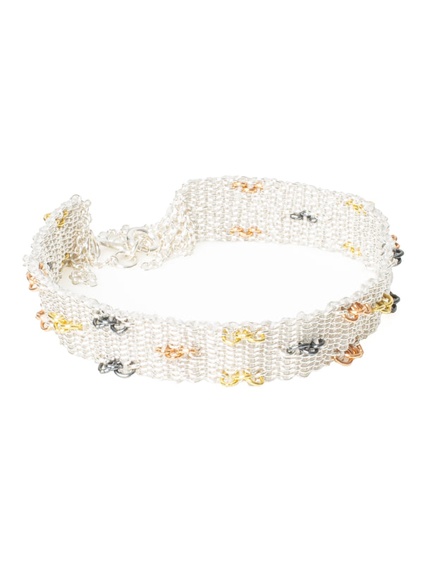 017.05 Rose Gold Plated Oxidized Silver Silk Bracelet