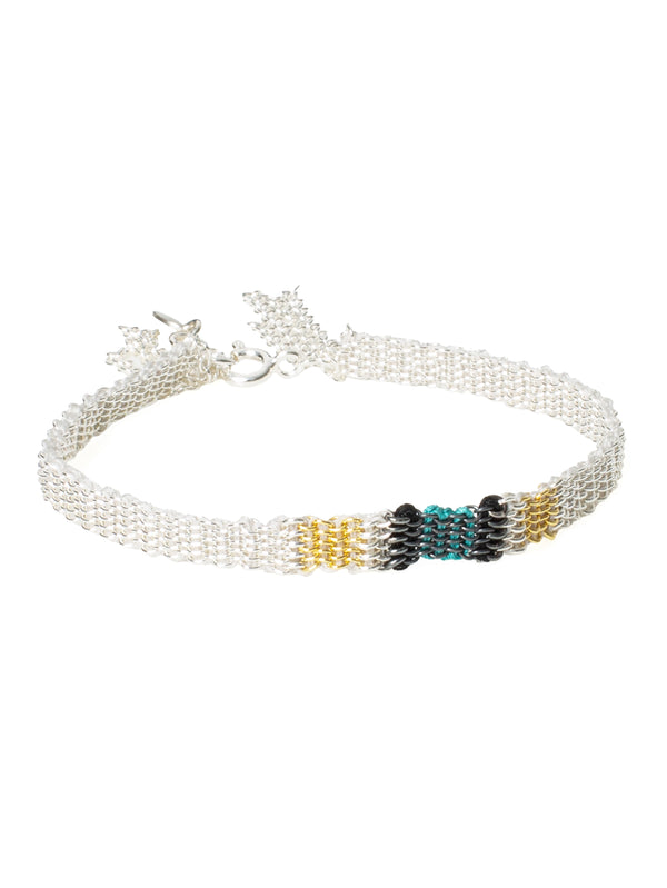 018.05 Gold Plated Oxidized Silver Silk Bracelet