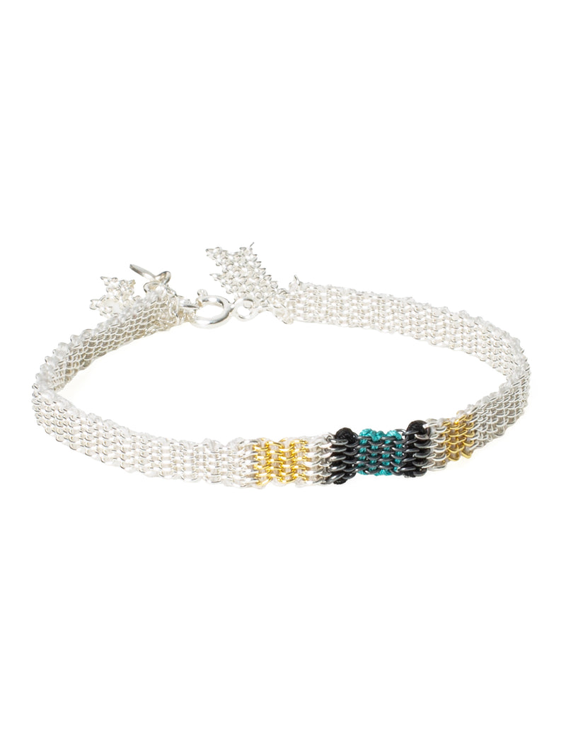 018.05 Gold Plated Oxidized Silver Silk Bracelet