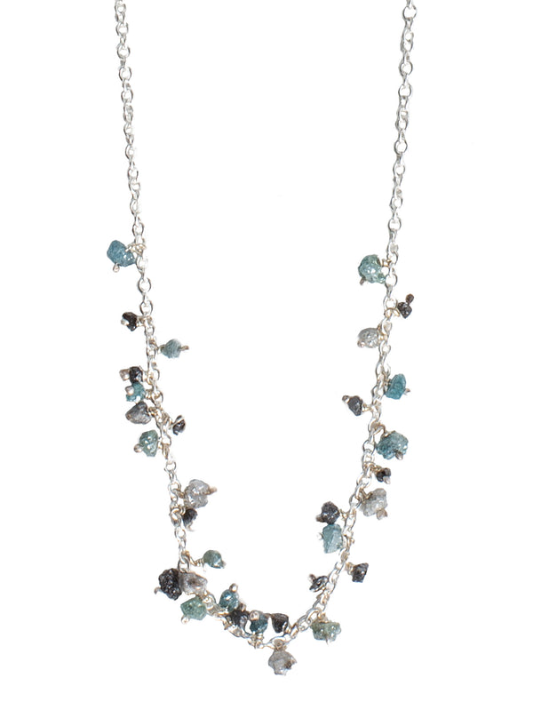 04535 Raw Diamonds Silver Necklace