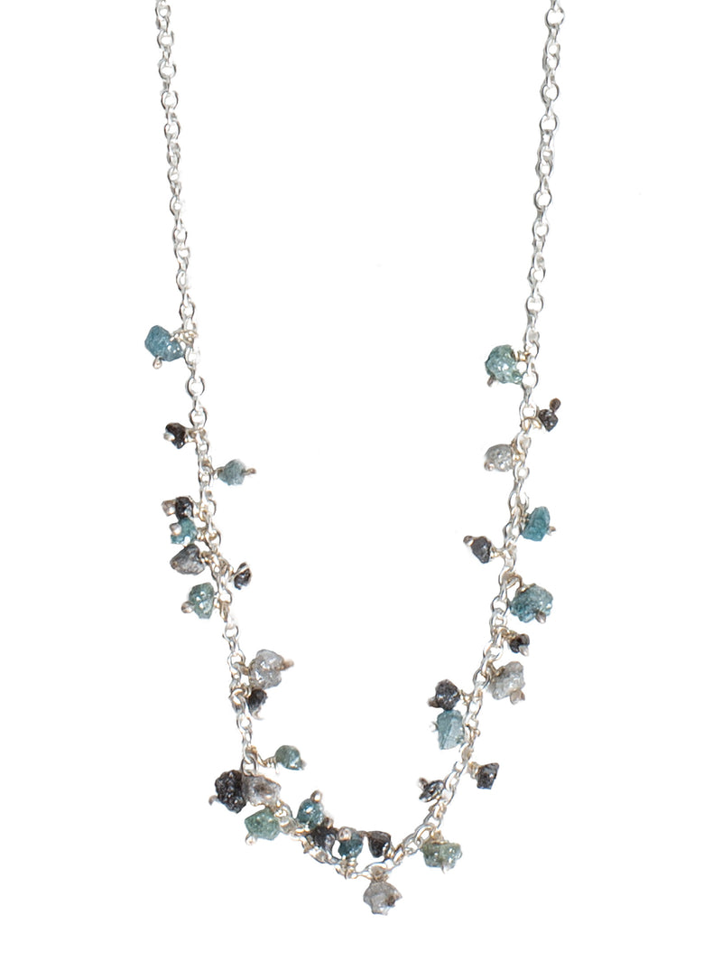 04535 Raw Diamonds Silver Necklace