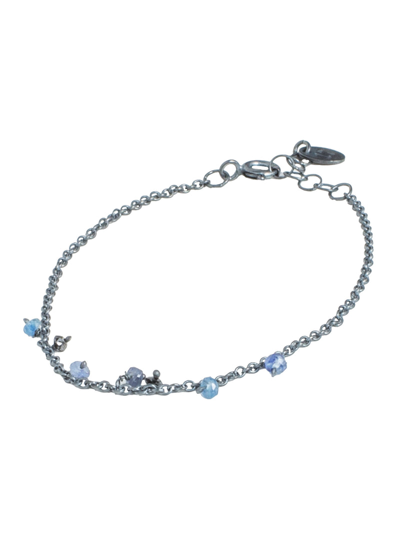 01807 Silver Oxidized Bracelet Sapphire Blue