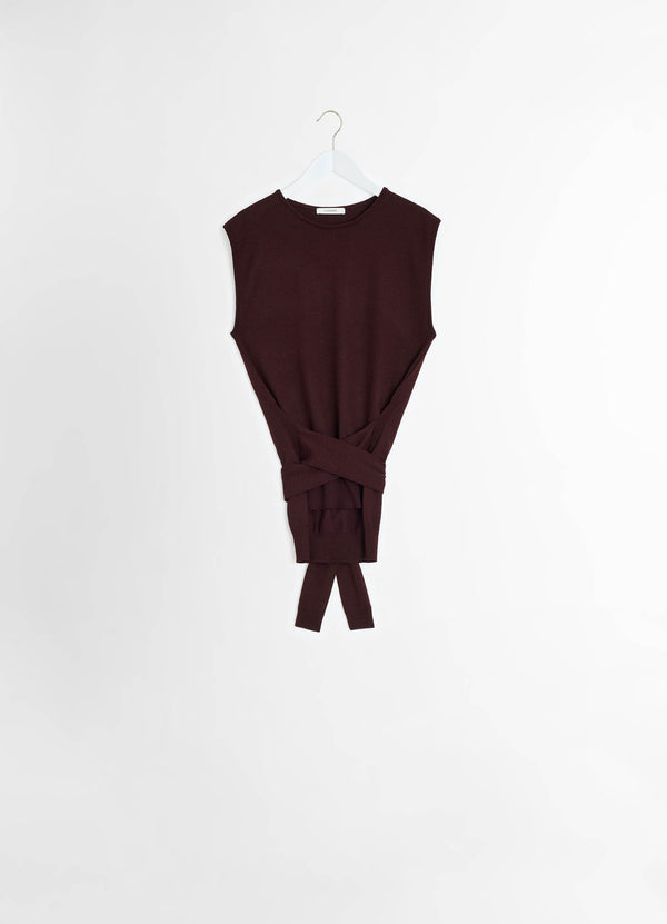 Trompe L'oeil Sleeveless Jumper Dark Plum