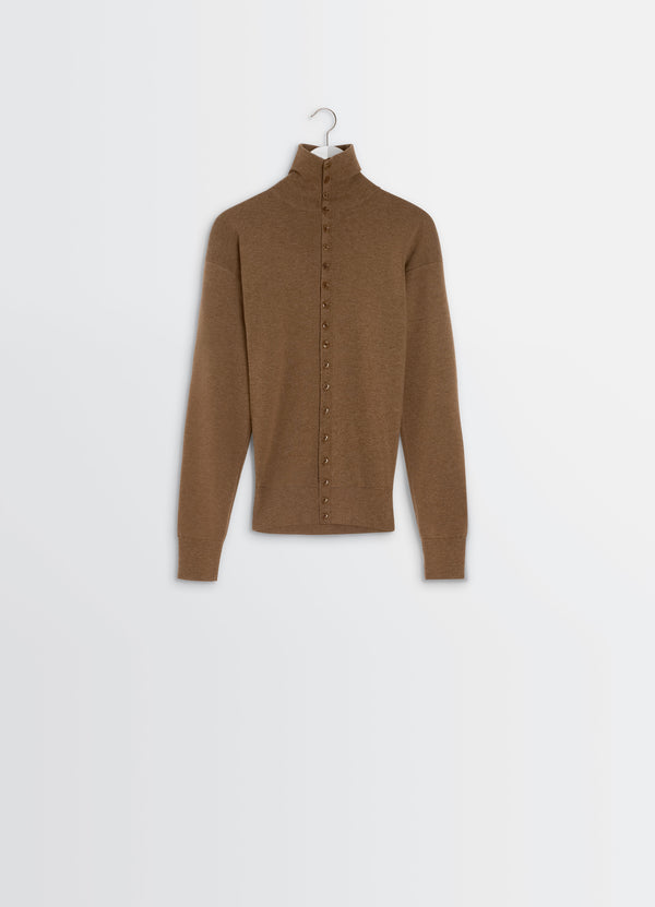 Buttoned Fitted Cardigan Havana