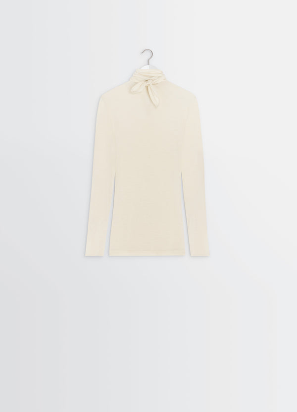 Foulard Top With Patchs Pearl White
