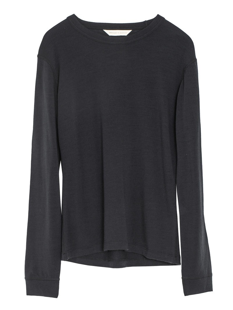Merino Long Sleeve Top Ebony