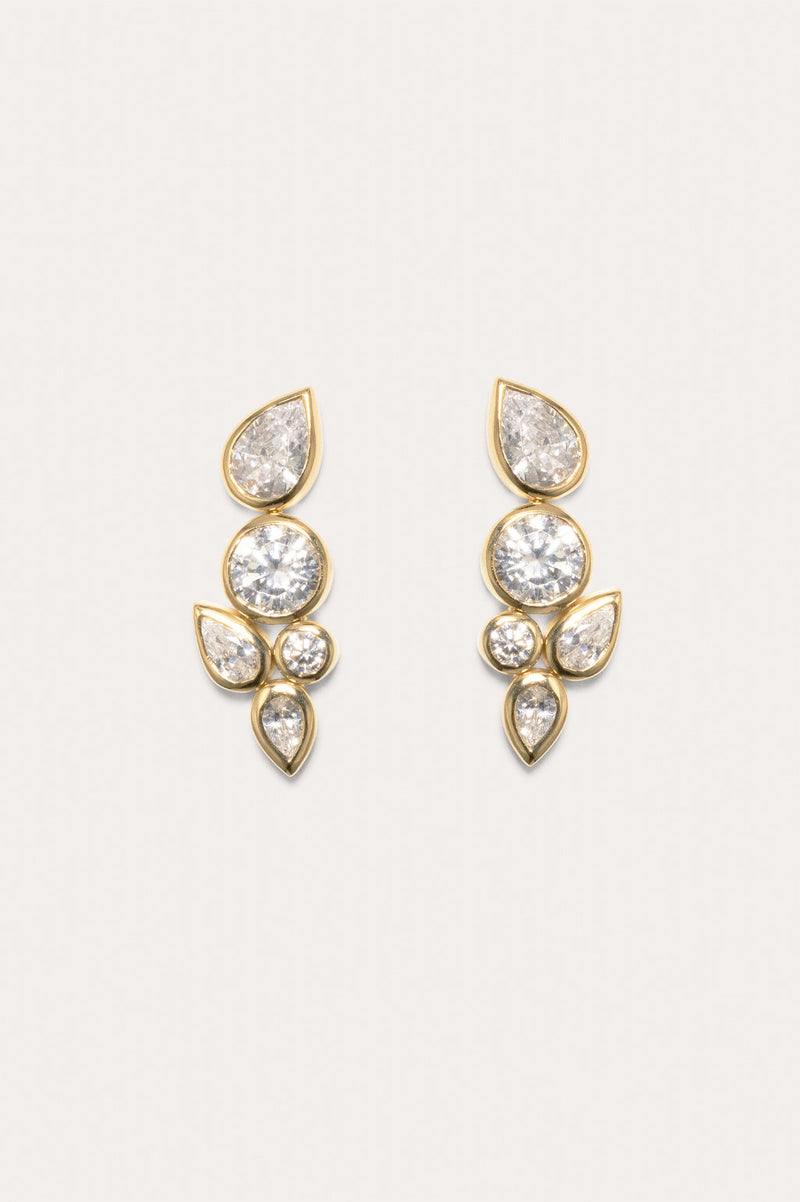 Like Peas In A Pod Cubic Zirconia And Gold Vermeil Earrings