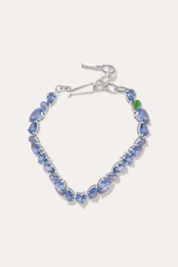 Z110 Emerald Zirconia And Blue Spinel Rhodium Bracelet
