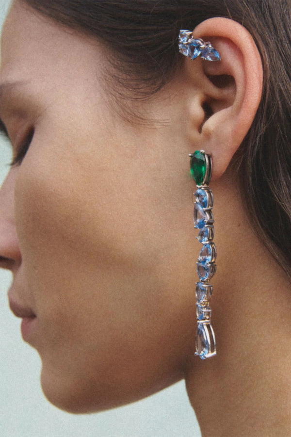 Z110 Emerald Zirconia And Blue Spinel Rhodium Bracelet