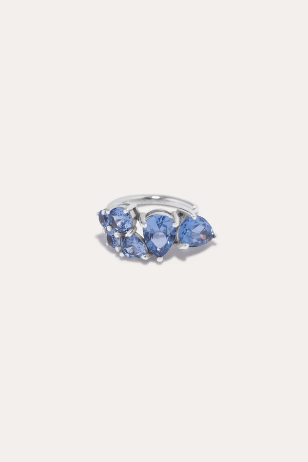 Z111 Synthetic Blue Spinel Rhodium Ear Cuff