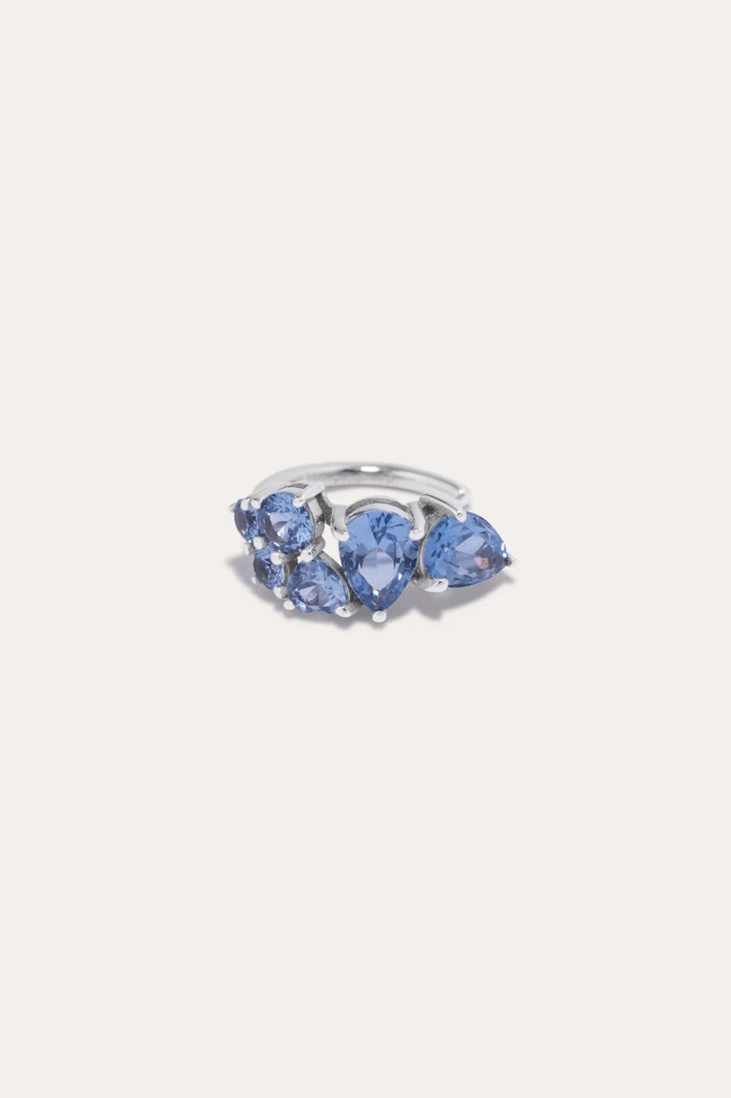 Z111 Synthetic Blue Spinel Rhodium Ear Cuff