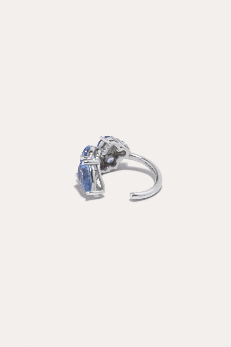 Z111 Synthetic Blue Spinel Rhodium Ear Cuff