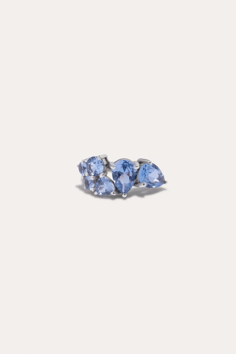 Z111 Synthetic Blue Spinel Rhodium Ear Cuff
