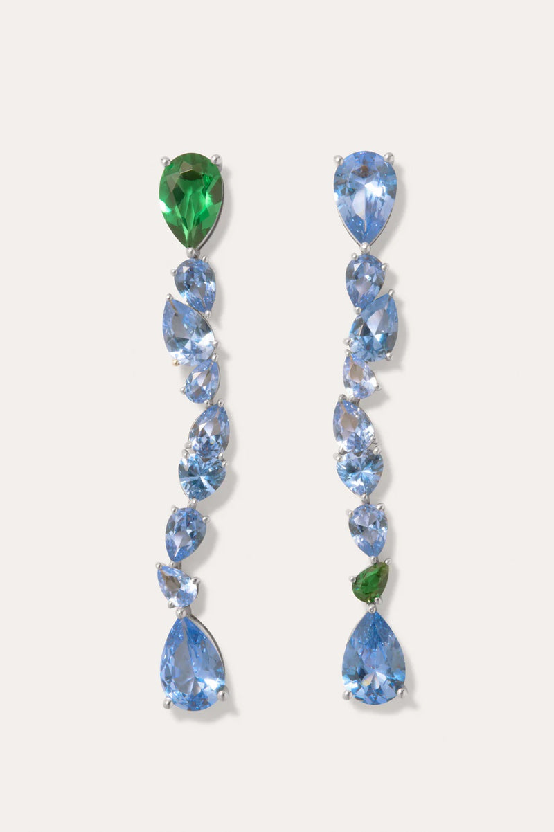 Z23 Emerald Zirconia And Blue Spinel Rhodium Earrings