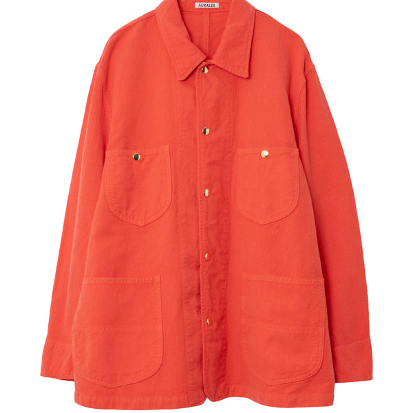 Auralee Men's Wool Cotton Linen Ox Work Jacket Red Orange – Opia