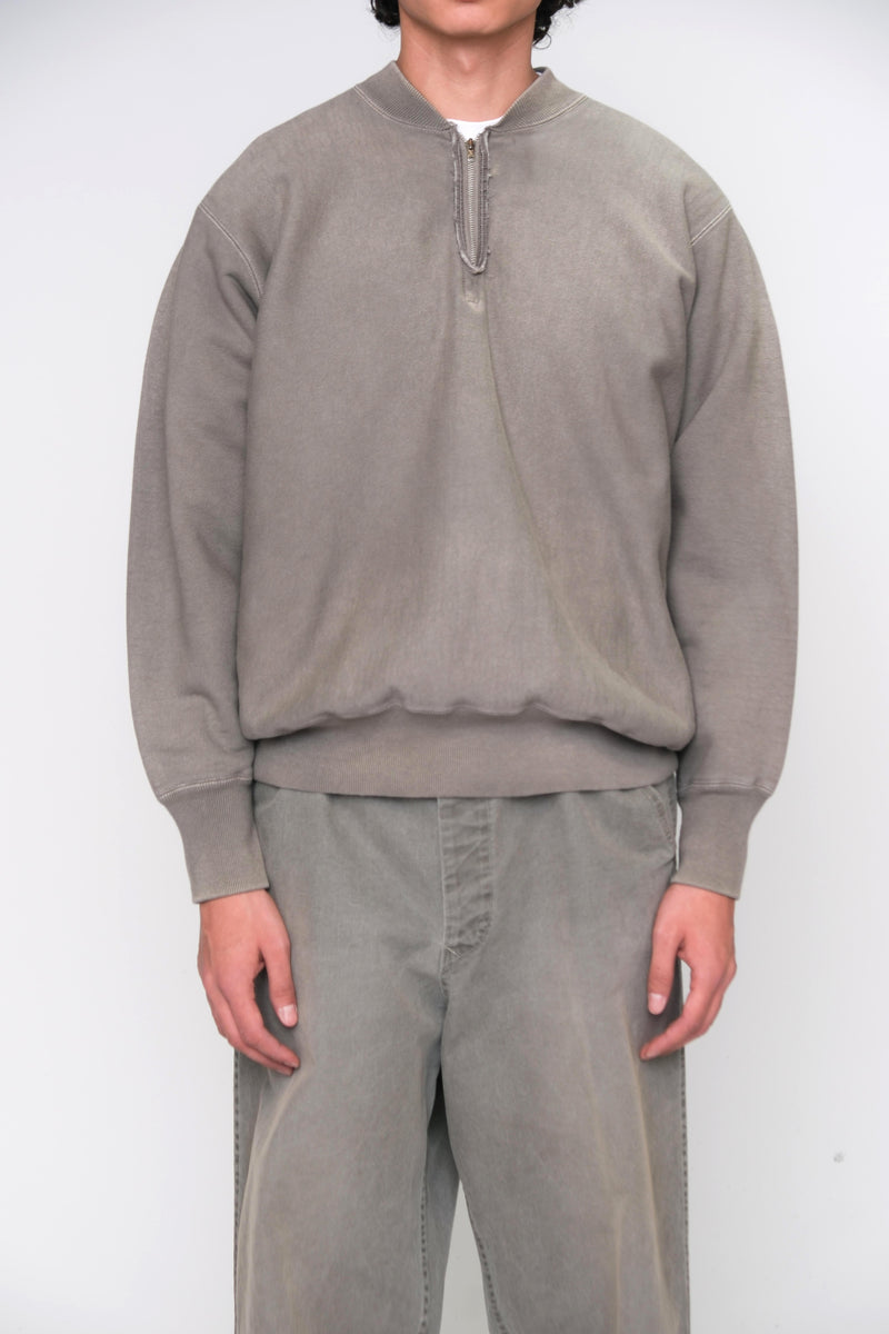 Vintage Half Zip Rib Collar Sweatshirt Gray
