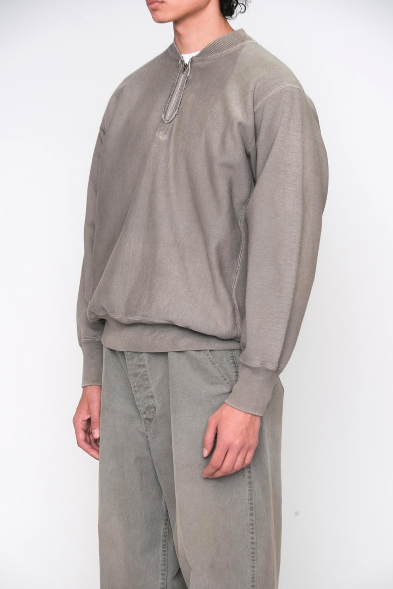 Vintage Half Zip Rib Collar Sweatshirt Gray
