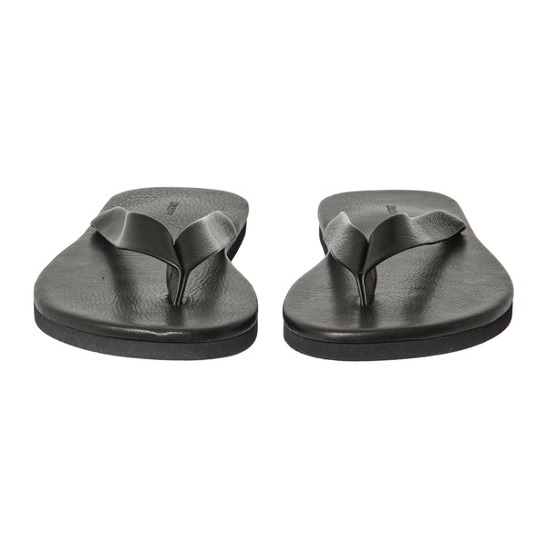 Auralee Men's Soft Leather Flip Flops Black – Opia