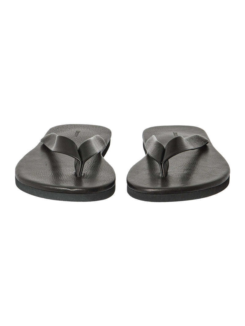 Auralee Men's Soft Leather Flip Flops Black – Opia