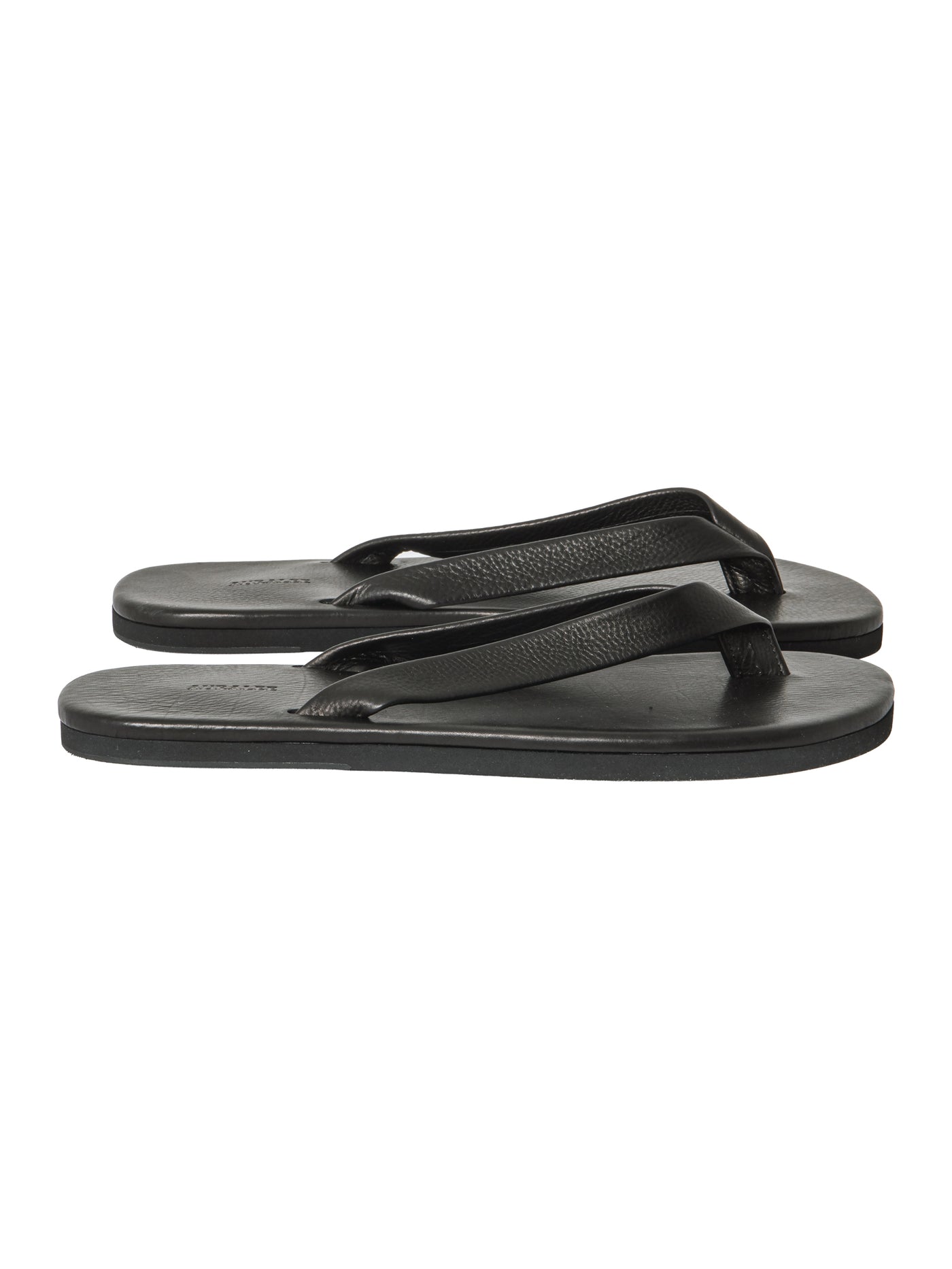 Auralee Men's Soft Leather Flip Flops Black – Opia