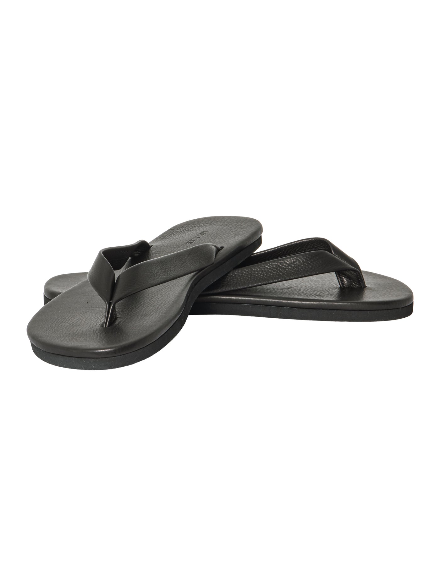 Auralee Men's Soft Leather Flip Flops Black – Opia