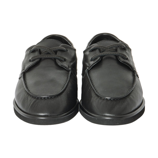 Auralee Men's Soft Leather Deck Shoes Black – Opia