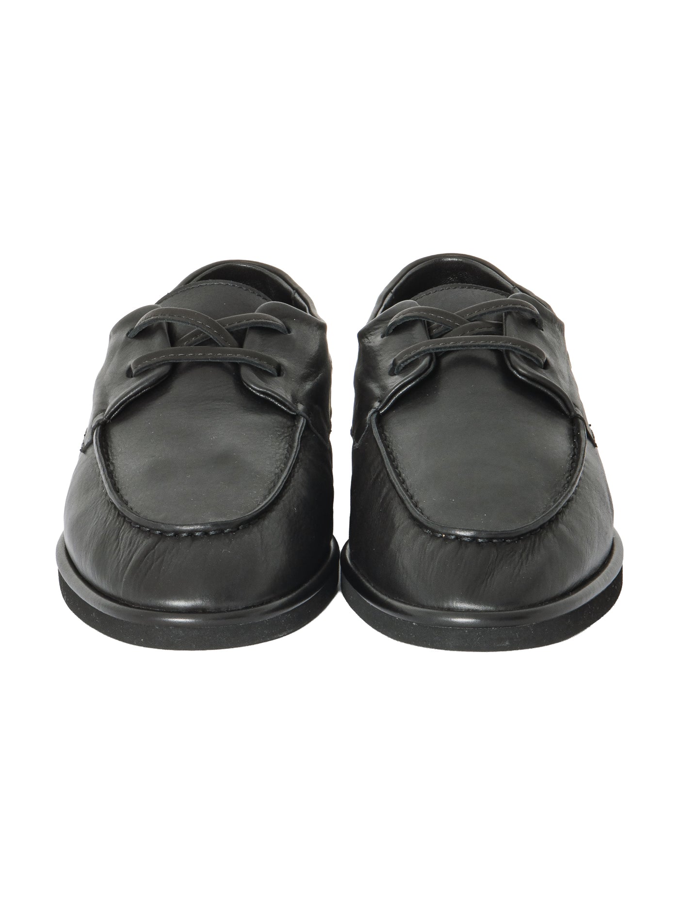 Auralee Women's Soft Leather Deck Shoes Black – Opia