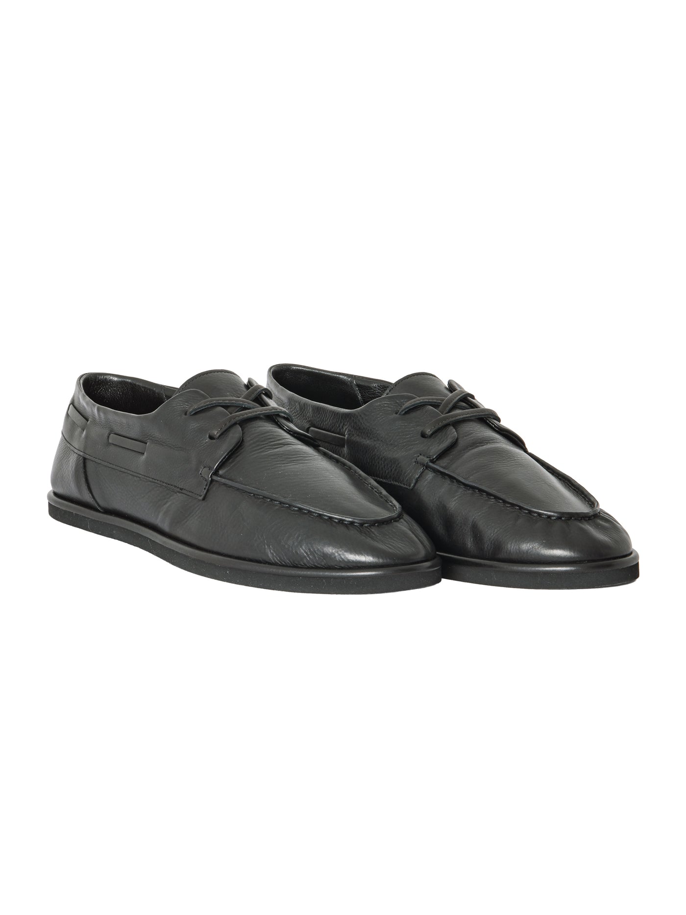 Auralee Women's Soft Leather Deck Shoes Black – Opia