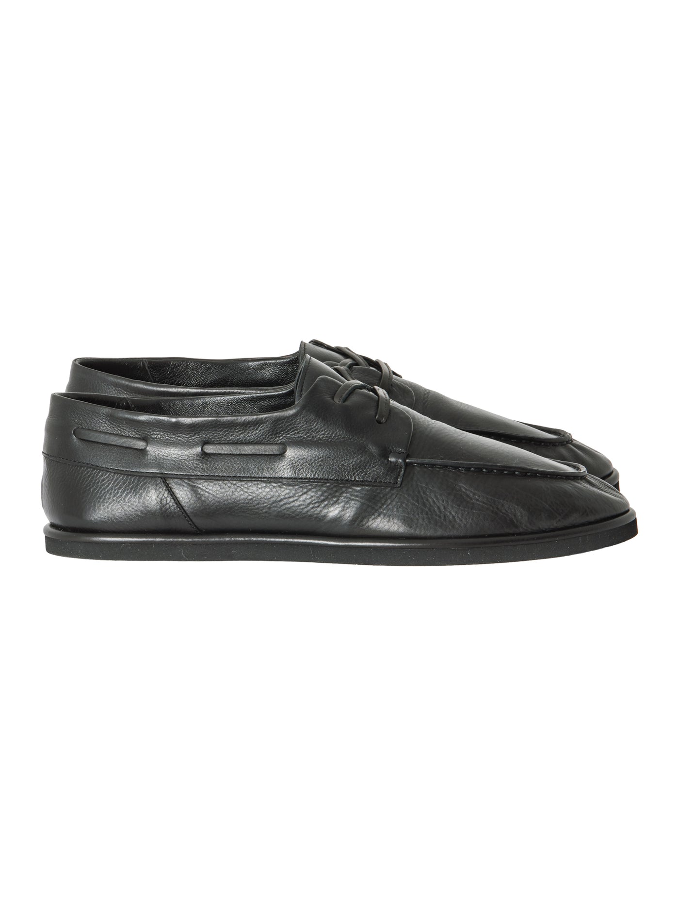 Auralee Women's Soft Leather Deck Shoes Black – Opia