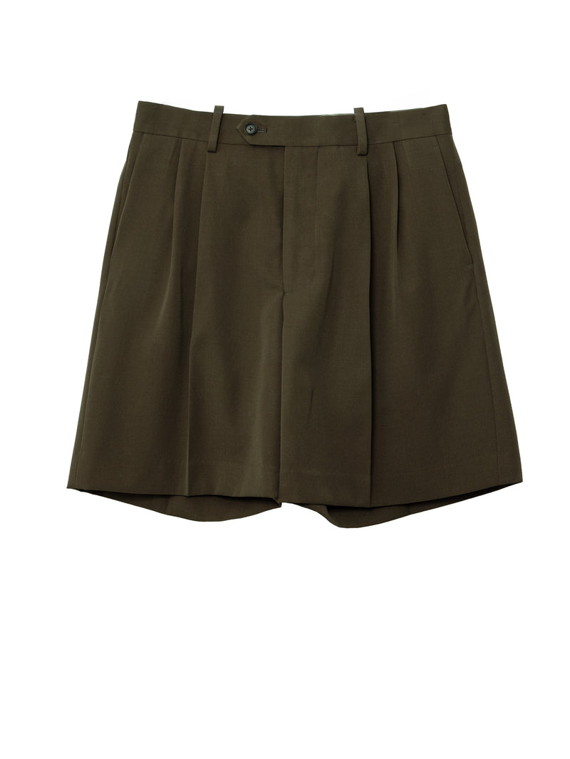 Auralee Men's Light Wool Max Gabardine Shorts Dark Olive Brown – Opia