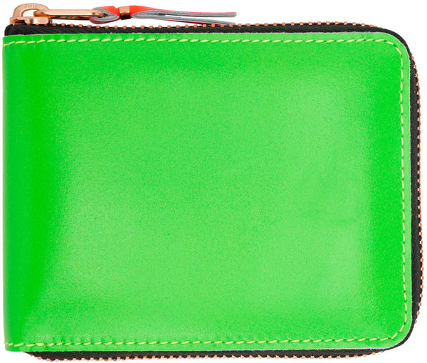 CDG Super Fluo Zip Around Wallet Green/Blue/Orange