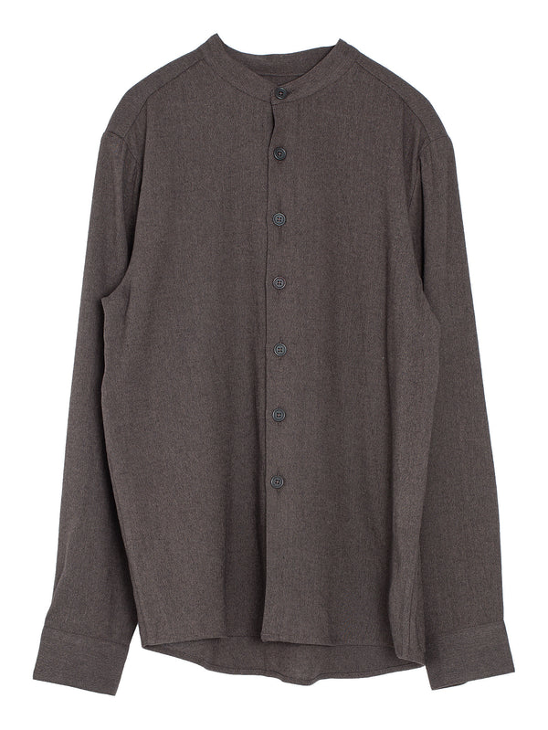 Band Collar Shirt Natural Dyed Wool Washi Persimmon Iron