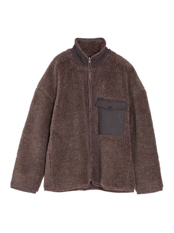 Fleece Jacket Organic Wool Fleece Undyed Brown