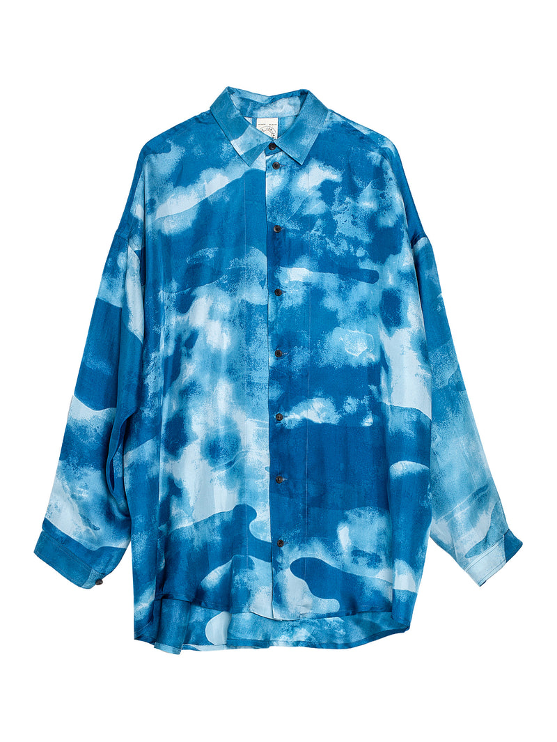 Shirt Nr. 100 Silk Aizome Clouds