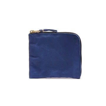 CDG Washed Leather Line Side Zip Wallet Blue