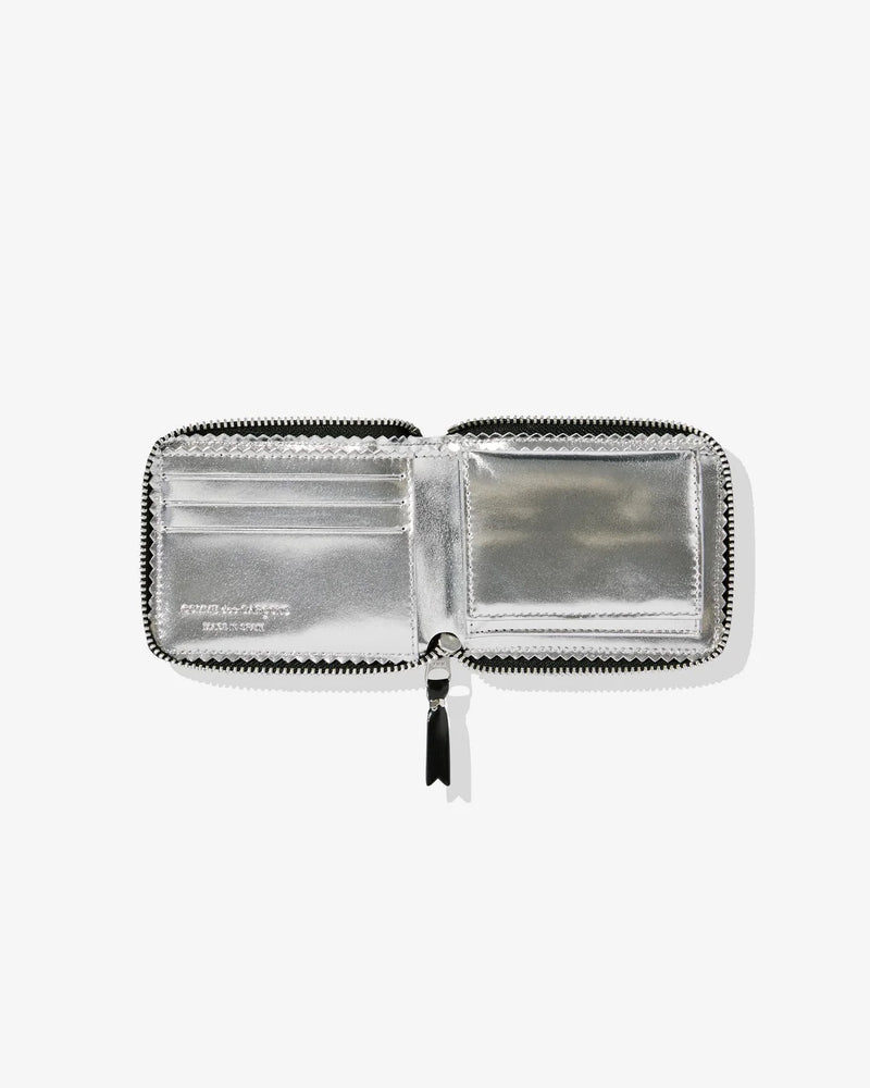 CDG Mirror Inside Zip Around Wallet Silver SA7100MI