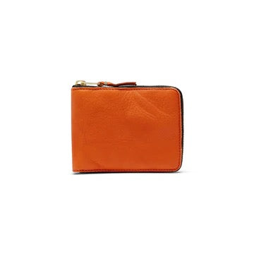 CDG Washed Leather Line Full Zip Wallet Orange