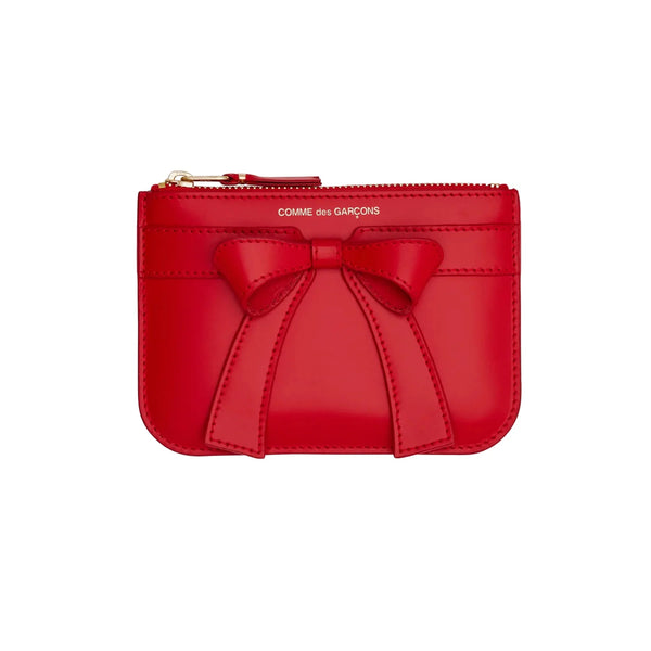 CDG Big Bow Small Pouch Wallet Red SA8100BB