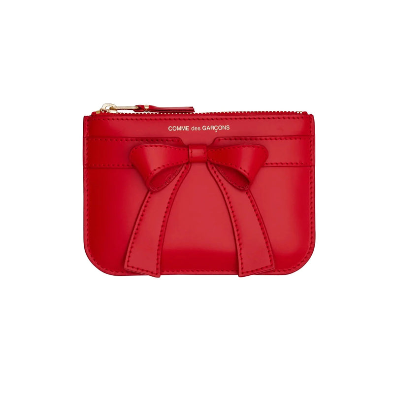 CDG Big Bow Small Pouch Wallet Red SA8100BB