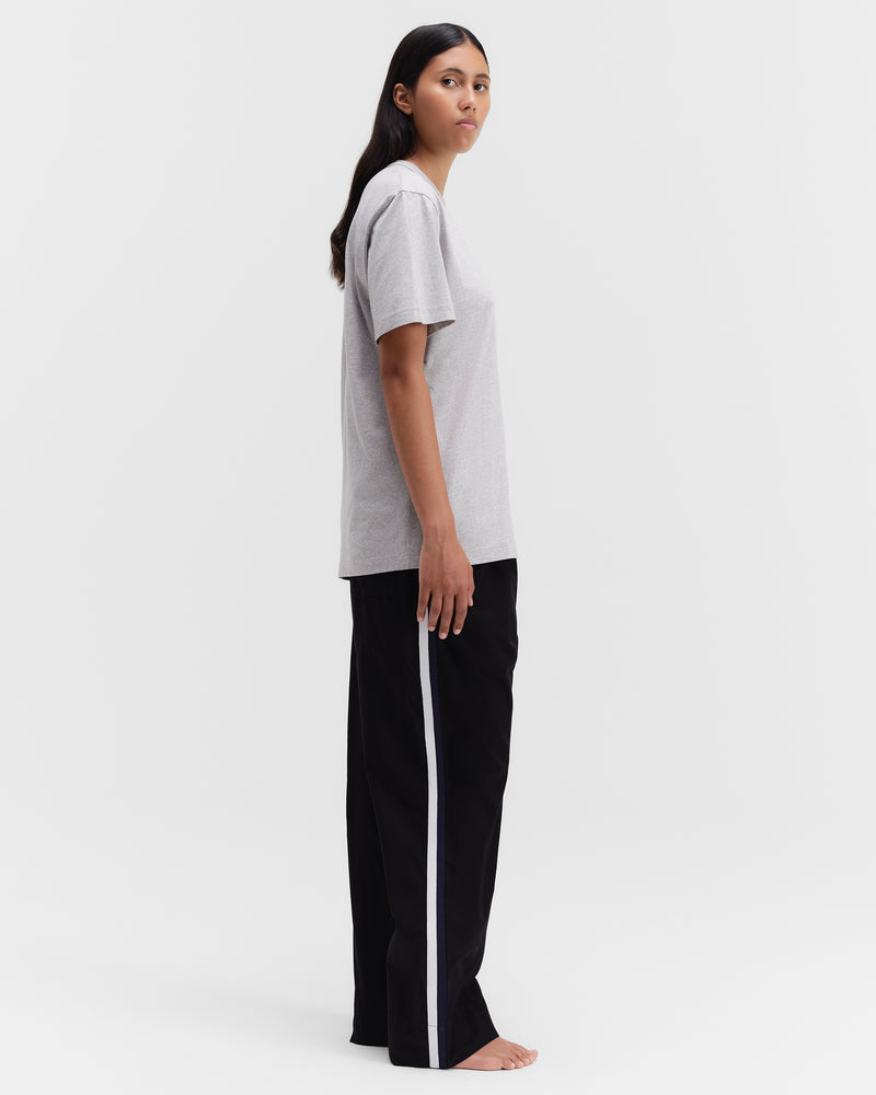 Poplin Pyjamas Pants Grosgrain Side Stripe All Black
