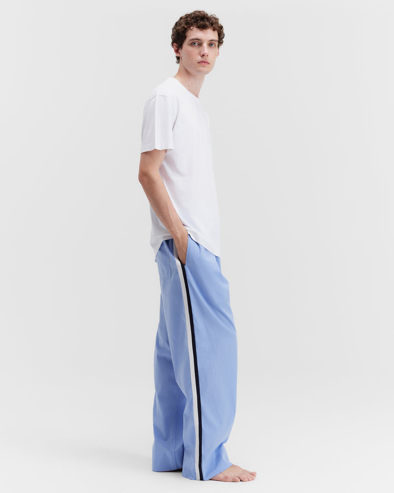 Poplin Pyjamas Pants Grosgrain Side Stripe Cornflower Blue