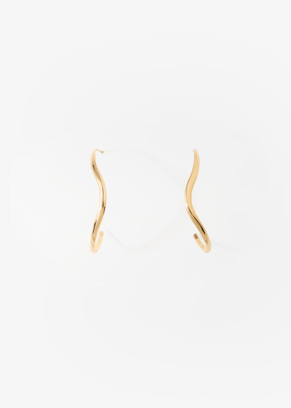 Broken Fabric Line Earrings Gold Vermeil