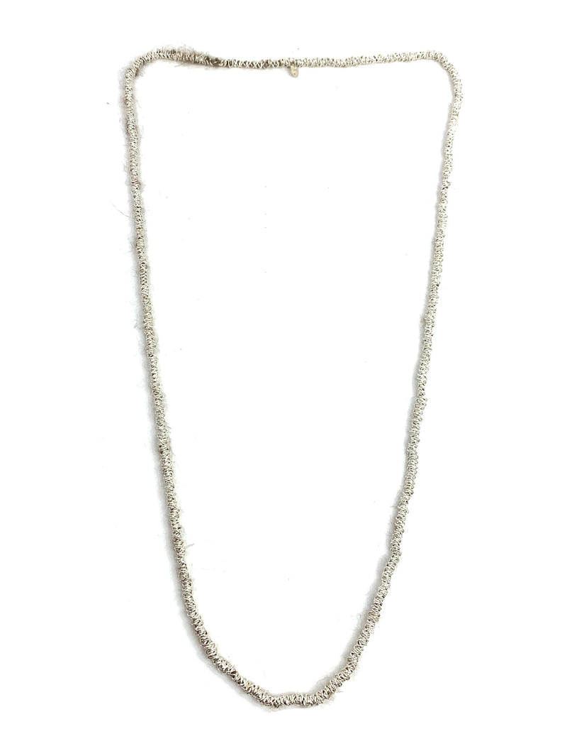 Gathered Long Silver and Mohair Necklace for Men