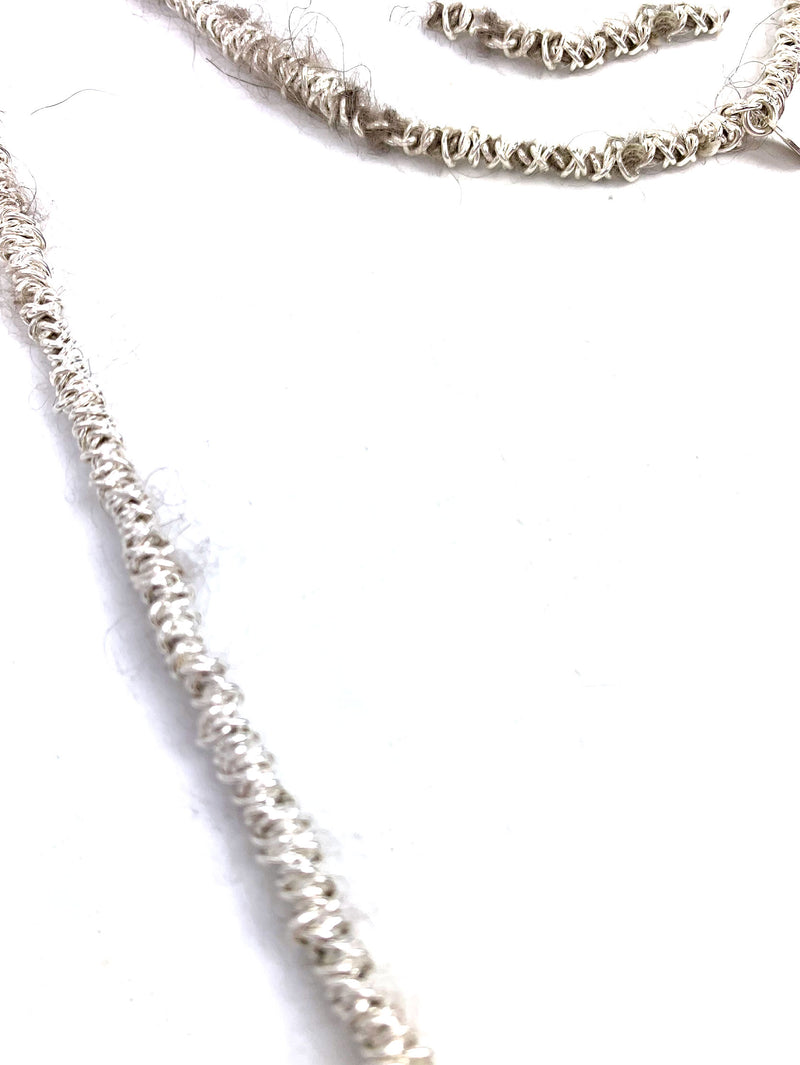 Gathered Long Silver and Mohair Necklace for Men