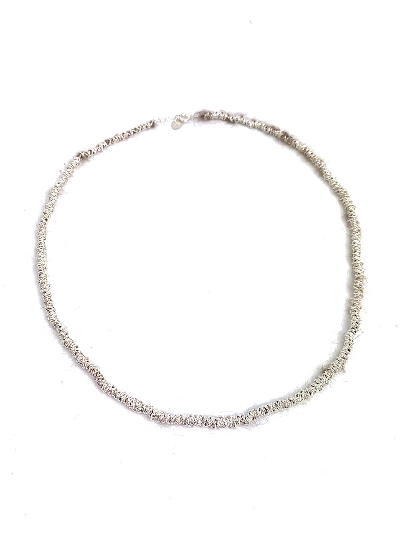 Gathered Silver and Mohair Necklace for Men