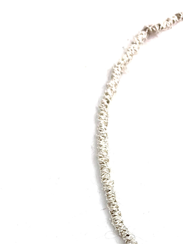 Gathered Silver and Mohair Necklace for Men