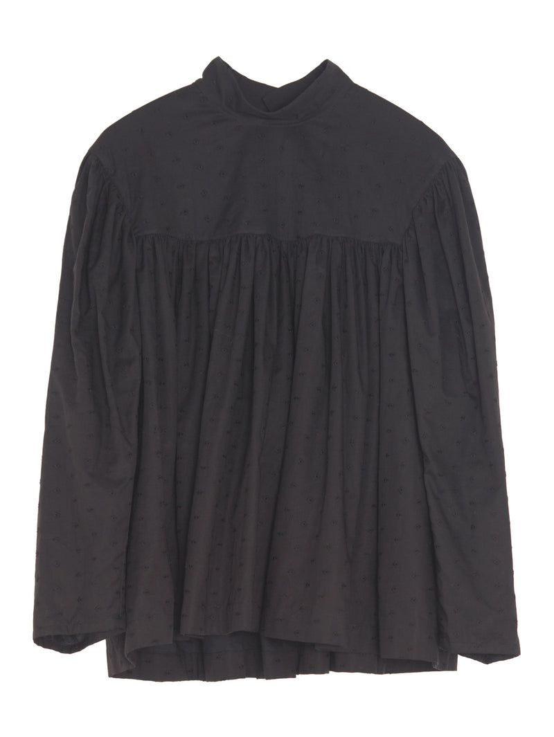CDG Embroidery Stand Up Collar Shirt Black