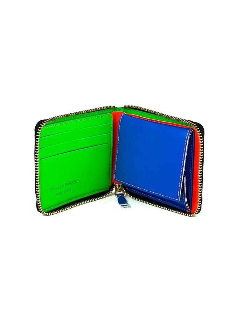 CDG Super Fluo Zip Around Wallet Orange/Blue/Green