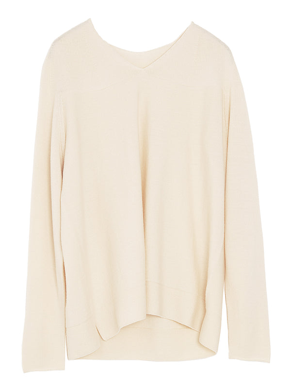 Tasmanian Wool Knit Pullover Light Beige