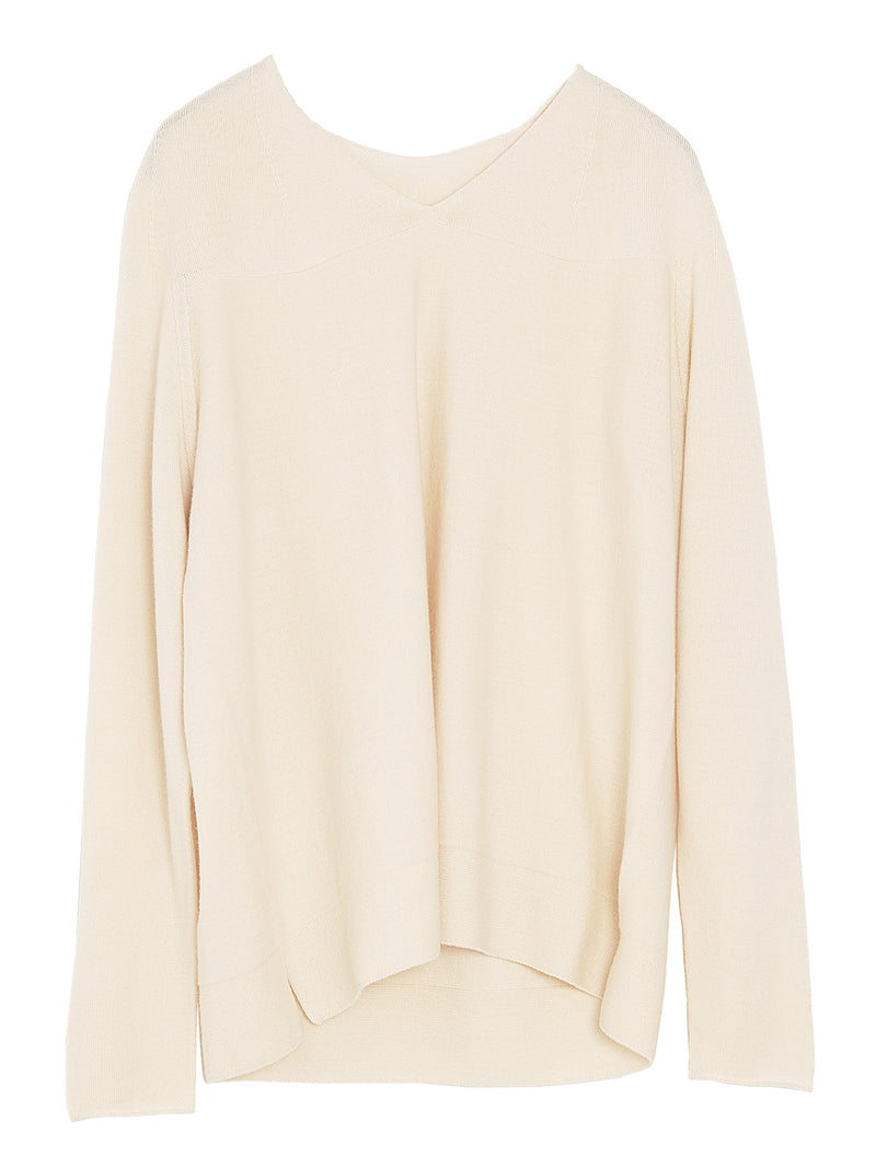 Tasmanian Wool Knit Pullover Light Beige
